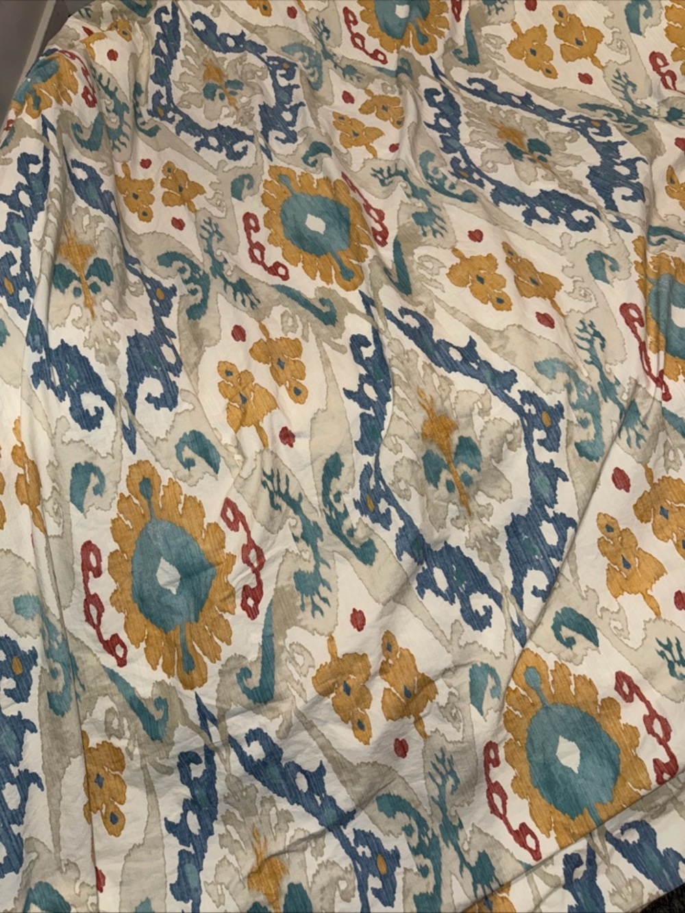 POTTERY BARN Sarina IKAT organic Duvet Cover Multi color Full QUEEN Boho RARE